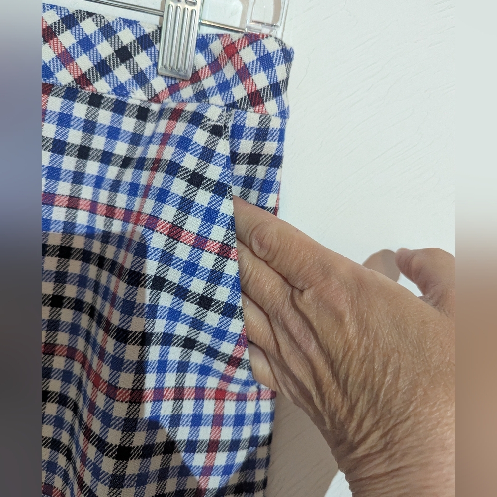 Talbots Red White Blue Gingham Plaid Skirt Office Business Casual Skirt Size 6 - Picture 6 of 14